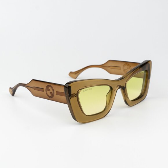 Gucci Women Sunglasses Brown Crystal Green Gradient Butterfly GG1552S 004 NEW - Picture 7 of 9